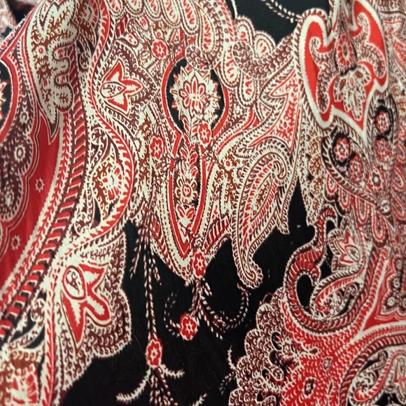 Free People Long Sleeve High Low Style Top- Red Black Tan Paisley Print - Picture 5 of 10